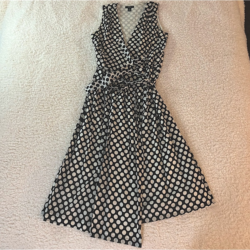Alfani Black White Polka Dot Sleeveless Wrap Maxi Dress Size 10